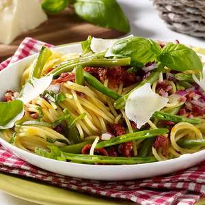Spaghetti mit gr&uuml;nen Bohnen